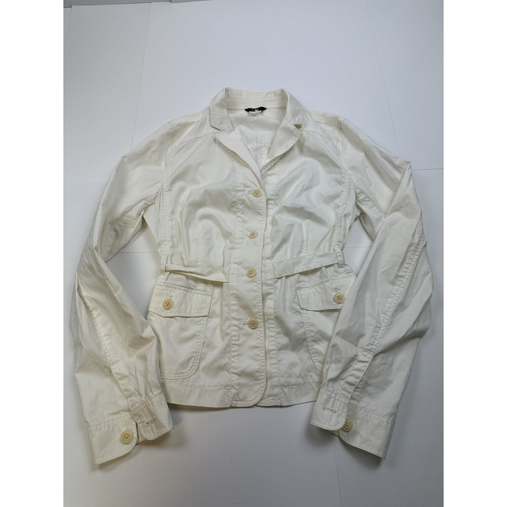 J Crew Womens Medium Jacket Tie Back Summer Lightweight Ivory